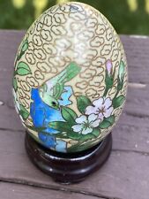 Vintage Cloisonne Decorative Egg Oriental Design 3 1/2” High Total-/ Stunning picture
