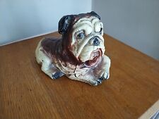Vintage Cast Iron Bulldog Doorstop Bank Laying Down picture