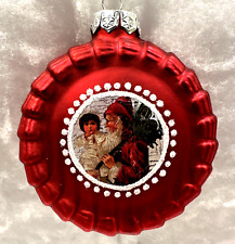 Vintage 1970s Rare Mercury Glass Santa with Child Christmas Ornament 3.75