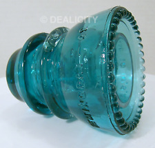 ODDLY FLAWED Hemingray 42 Aqua Teal Glass Insulator Beaded Bottom PLEASE READ H1 picture