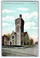 c1910 Roadside View St Joseph Church Building Detroit Michigan Vintage Postcard picture