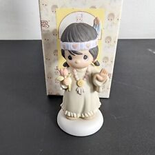Vintage Enesco 1992 Precious Moments Bless-um You Figurine Native American Girl picture