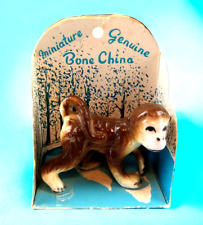Vintage Miniature Bone China Monkey Animal Figure Figurine Sculpture JAPAN NIB picture