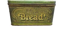 Wheat Heart Bread Green Tin Vtg Rustic Aged Collectible Unique  picture