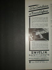1940 NATIONAL DEFENSE CAA SWITLIK PARACHUTE WWII vintage Trade print ad picture