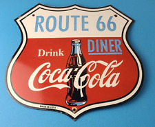 Vintage Coca Cola Diner Sign - Route 66 Gas Oil Pump Restaurant Porcelain Sign picture