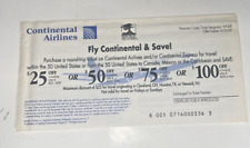 Continental Airlines Collectibles Ticket Voucher Republic Pictures 1997 picture