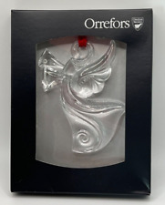 Orrefors Lead Crystal Holly Days Angel Ornament, Clear, New in Box picture