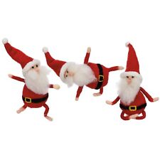 Primitives By Kathy Felt Yoga SANTA Ornament Set 3 Holiday Christmas Critter Fun picture
