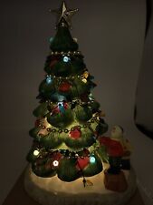 Light Up Lighted Ceramic Decorated Christmas Village Tree W/ Dept. 56 Light - 9” picture