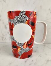 Starbucks 2015 Red Poppies Floral Black White Dot Coffee Mug Cup Ceramic 16oz picture