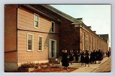 Amana IA-Iowa, People in Line at Church, Vintage Postcard picture