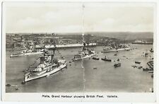 Malta Grand Harbour, 6 Old PC-Photos, British Fleet-Ships, RPPC, 1936-37 picture