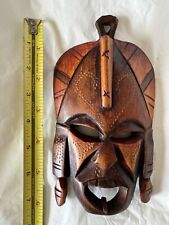 Hand Carved Wooden African Mask Wall Hanging Made in Kenya 7.5” X 4.5” picture