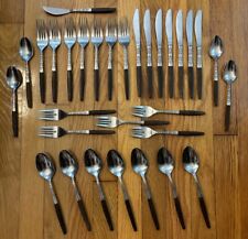 Lot of 31 Pieces Vintage Interpur Canoe Muffin Heart Scroll Stainless Flatware picture