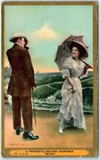 Postcard - Woman and her Suitor Art Print - A Twentieth Century Courtship picture