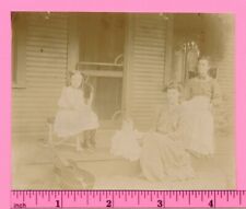 Women Musicians on Porch by Antique 6 String Guitar Vintage Snapshot Photo picture