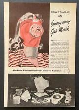 “How to Make an Emergency Gas Mask” 1942 HowTo Build PLANS WWII picture