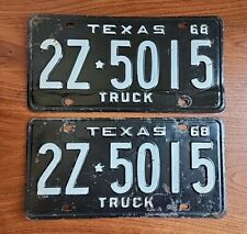 1968 Texas truck license plate pair 2Z 5015 White Lettering on Black NICE picture