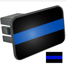 Police Thin Blue Line Hitch Cover - Reflective - PLUS FREE BONUS DECAL picture
