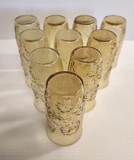 Vintage Anchor Hocking Daisy Amber Glasses Set Of 10 picture