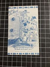 VINTAGE POSTCARD  US NAVY CARTOON BEFORE THE MAST MARRIAGE LICENSE WWII 1942 picture
