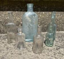 6 ANTIQUE GLASS VICTORIAN BOTTLES Green Clear Fellows & Co Chemists St John N.B. picture