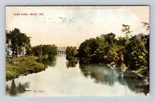 Beloit WI-Wisconsin, River Scene, Antique, Vintage c1909 Souvenir Postcard picture