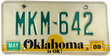 Vintage 1989 Oklahoma Auto License Plate Tag Man Cave Garage Decor Collector picture