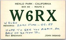 1937 QSL Radio Card Code W6RX Menlo Park CA Amateur Station Posted Postcard picture