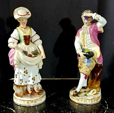 Antique Continental Porcelain Figurine, Peasant with Grapes Couple, 9