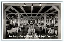 Peguot Minnesota RPPC Photo Postcard Log Dining Room Breezy Point c1940 Antique picture