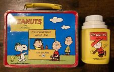 Peanuts Lunch Box Schulz 1973 Charlie Brown Snoopy Psychiatric Help w/themos picture