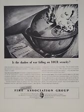 1942 Fire Association Group  Fortune WW2 Print Ad Q3 War Homefront Earth Globe picture