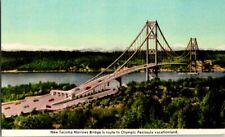 Postcard Tacoma Narrows Bridge Route to Olympic Peninsula WA Washington    L-112 picture