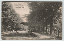 Postcard Main Street with Cemetery Looking South in Thompson, PA. Dirt Road picture