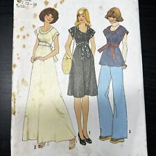 Vintage 1970s Simplicity 7341 Cottagecore Dress or Top Sewing Pattern Medium CUT picture