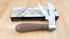 Large Hawkbill Electrician's Folding Work Knife - Wood Handles - NEW picture