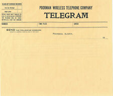 vintage 1920s 1930s Poorman Alaska Wireless Telephone company Telegram (blank)  picture