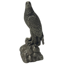 Vintage Pewter MINI Figurine Miniature Metal Collectible PERCHED AMERICAN EAGLE picture