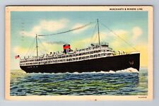 Merchants & Miners Line, Ship, Transportation, Antique, Vintage c1940 Postcard picture