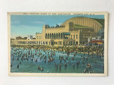 Postcard NJ Atlantic City New Jersey Auditorium Crowd Bathing In Ocean c1920's picture