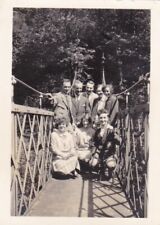 Vintage Vernacular Snapshot Photo Friends Posing On Bridge Men Women picture