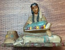 AMERICAN INDIAN SCULPTURE OF A Woman SITTING w/babie 5.5” High Young picture