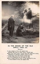 Shade Of Old Apple Tree c1910 Bamforth Photo Postcard Man Prays Over Wife Grave picture
