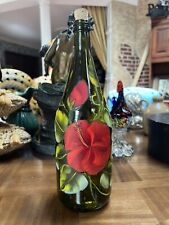 HAND PAINTED - Green Wine Bottle Art Decor picture