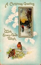 Postcard - Christmas Greeting With Every Good Wish Embossed  Posted 1914  0826 picture