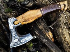 CUSTOM HAND FORGED Carbon Steel Viking VALHALLA Battle Axe Throwing Axe+Sheath picture