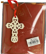 Lenox Charm Charms Lace Porcelain Ivory Cross Winter Holiday Christmas Ornament picture
