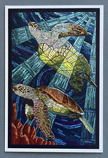 Sea Turtles - Paper Mosaic - Turtle - Lantern Press Postcard picture
